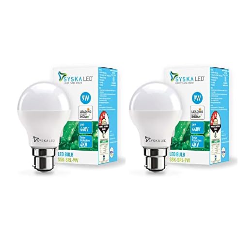 Syska SSK-SRL-9W-2 Base B22 9-Watt LED Bulb (Pack of 2, Cool Day Light) (Cool Day Light)
