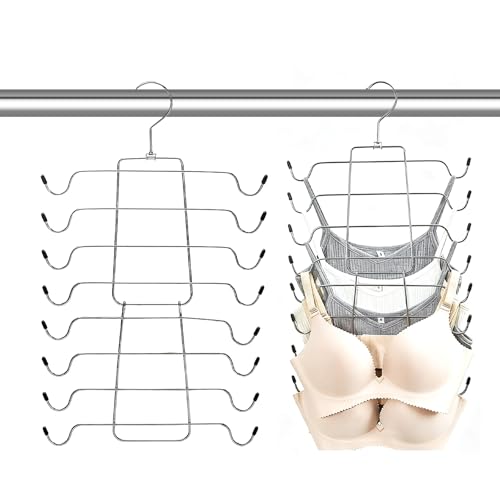 Gykutix 2 Pezzi Grucce Salvaspazio per Reggiseno in Metallo, Pieghevole Grucce per Armadio, Canottiere, Reggiseni, Cravatte, Costumi Da Bagno