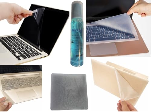 Image of Anjo 6 in 1 Combo 14 Inch With 16:10 Aspect Ratios Laptop Screen Protector, KeySkin, Body Lamination Trackpad & Lid (Transparent), Mouse Pad & Cleaner
