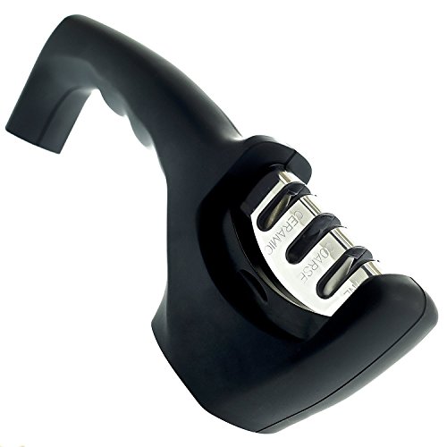 Aiguiseur de couteaux, Aiguiseur Manuel pour Couteaux de cuisine en 3 étapes Aiguiseur de Couteaux Professionnel pour Couteau Tranchant Cover