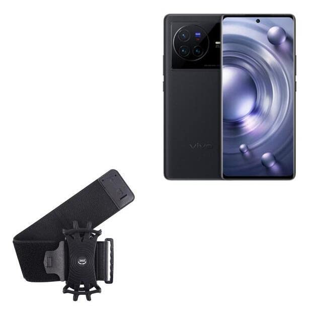 BoxWave Holster Compatible with vivo X80 Pro - ActiveStretch Sport Armband, Adjustable Armband for Workout and Running - Jet Black