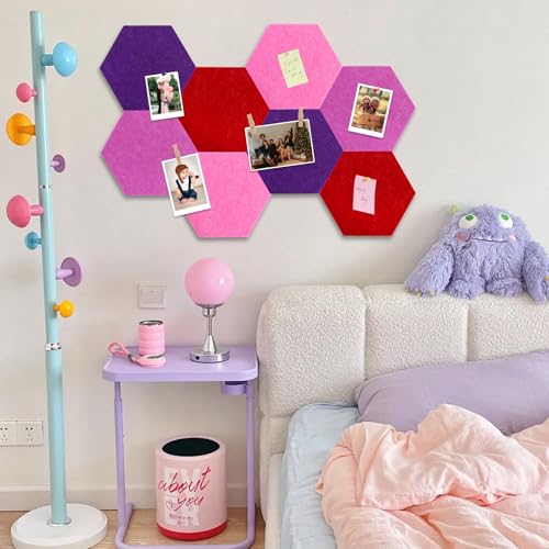 Tableau d'affichage en feutre hexagonaux modulables violet foncé avec épingles - 4