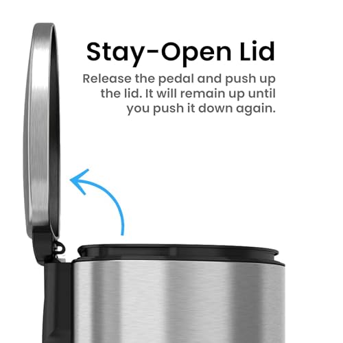 Image of iTouchless SoftStep 8 Gallon Kitchen Trash Can with Lid and Odor Filter, Stainless Steel 30 Liter Recycling Bin for Home Office Bedroom Garage Living Room Bathroom Silent Lid Close Slim Wastebasket