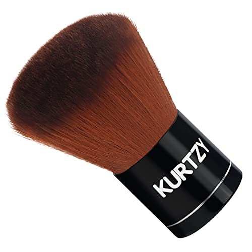 Kurtzy Brocha Maquillaje y Base – 7 cm Brocha Kabuki Maquillaje Hebras Sintéticas para Maquillaje Fluido, Colorete y Cremas – Brocha Polvos Compactos, Mineral, Difuminar, Pulir y Punteado