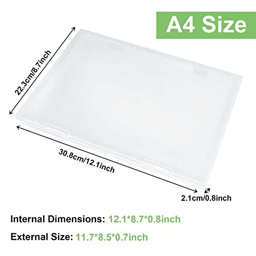 Certbuy 4 Pack A4 File Portable Project Case, Clear Scrapbook Paper Storage Boxes 12 X 9 Inch, Plastic Storage Case For Letter A4 Paper, Documents Magazines Protector, Inner Size 11.7 X 8.8 X 0.7 In #TOP1
