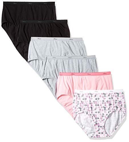 Hanes Women's Cool Comfort Cotton Brief Panties 6-Pack, Floral Blue Assortment, 6