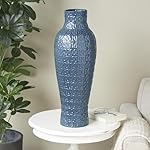 Deco 79 Metal Decorative Vase Dimensional Textured Centerpiece Vase with Wavy Pattern, Flower Vase for Home Decoration 9" x 9" x 24", Dark Blue - Image 3