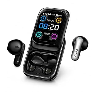 HTC NE48 AI Translation Earbuds, Sliding Touchscreen Case, Bluetooth 6.0