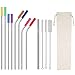 Stainless Steel Straws,Set of 9 10.5" 8.5" Reusable Drinking Straws with Smooth-Friendly Wide Diameter Straw for 30oz&20oz Tumbler,Metal Straws with 8 Silicone Tips,3 Cleaning Brushes and 1 Pouch