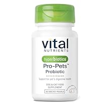 Vital Nutrients Pro Pets Probiotics for Dogs and Cats | Dog Probiotics for Digestive Health, Gut Health, Occasional Diarrhea* | Tasty Meat Flavor | Non-GMO | Hyperbiotics | 60 Micro Tablets