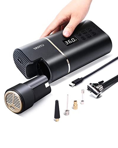 YANTU Air Compressor Cordless Portable Tire Inflator for Car tires, 150 PSI Rechargeable Electric Car Air Pump, DC 12V Digital Car Tire Pump, with Removable Li-ion Battery, Auto Shut Off