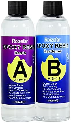 Resin Kit 380ml, Crystal Clear Epoxy Resin, Coating and Casting Resin with Foil Flakes, Resin Colour Pigment, Sequins for Artwork, Jewelry Making, River Table