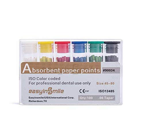 Easyinsmil 1Box Absorbent Paper Points Endodontic 02/04/06Tapper For Dental Endo Sterile Mixed Sizes (45-80# Mix 0.6 Taper) #TOP2
