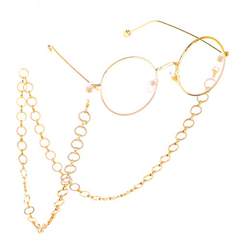 Fauhsto Chaîne de Lunettes,Femme Lunettes en Chaîne Chaîne Pour Lunettes,Métal Lunettes De Soleil Sangle Cordon pour Lunettes Doré Cover
