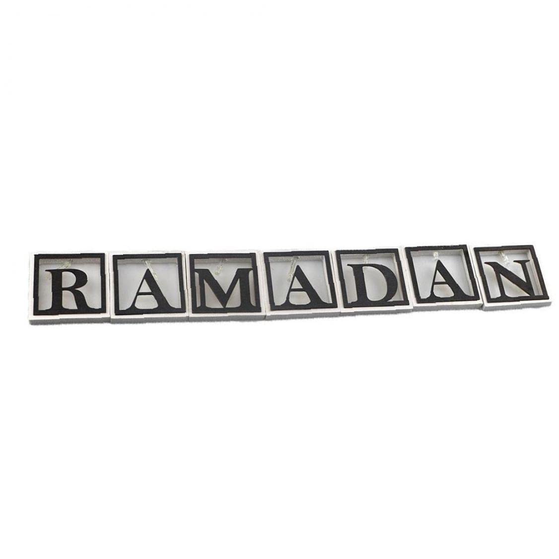 Danlai Wooden 1Set Ramadan Lights Shape Hollow Ramadan Letters Led Light Decoration For Ramadan Eid Mubarak Home Outdoor Garden Party