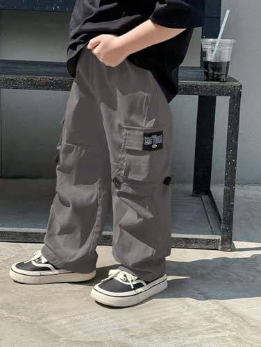 Image of Lymio Junior's Boys Cargo Pants | Stylish Cotton Blend Casual Trousers for Kids | Relaxed Fit Junior Boy Cargo Pant | Trendy Kids Streetwear Joggers with Multi-Pockets