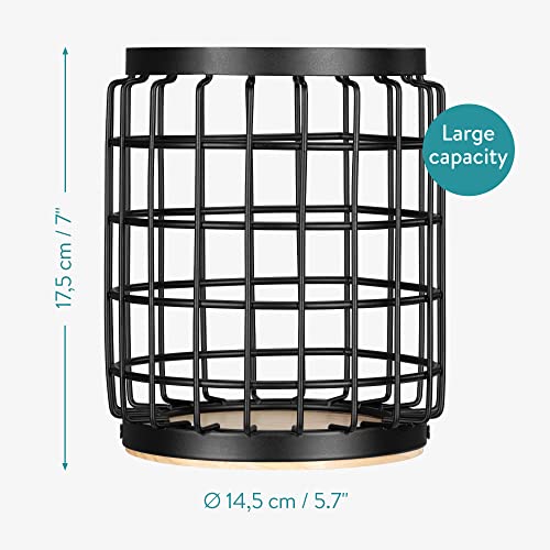 Navaris-Bote-metalico-para-Utensilios-de-Cocina-Soporte-Organizador-de-Rejilla-para-menaje-cucharas-Cubiertos-Portautensilios-de-Metal-y-Madera