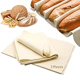 3 Stück Premium Bäckerleinen Teigtuch Set 48x36cm & 75x45cm – Naturleinen Gärfolie, Strudeltuch für Teigzubereitung, Backzubehör aus Baumwolle & Leinen, Ideal für Bäcker, Einsteiger & Familien