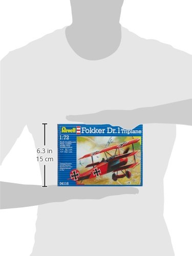 Revell Modellbausatz Flugzeug 1:72 - Fokker Dr.1 Triplane im Maßstab 1:72, Level 4, originalgetreue Nachbildung mit vielen Details, 04116, Unlackiert