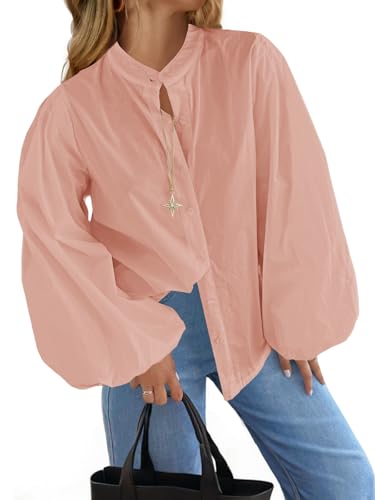 Chemise en coton Tankaneo à col montant et manches lanternes volumineuses
