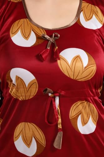 Image of Fabme Women's Satin Plain Kaftan Top & Pyjama Set