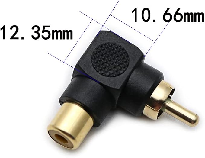 Adaptador RCA Macho a Hembra 90° 4 Piezas Chapado en Oro miniatura 4