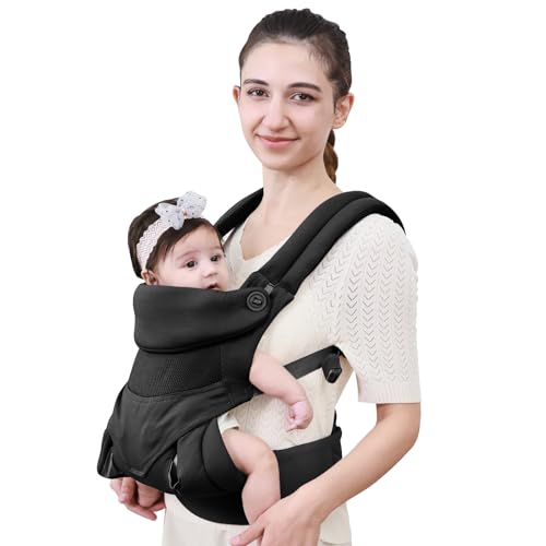 vrbabies Porta-bebés de recém-nascido para criança, porta-bebés de recém-nascido com malha de ar 3D suave e respirável, suporte ajustável para cabeça e pescoço, porta-bebés ao ar livre