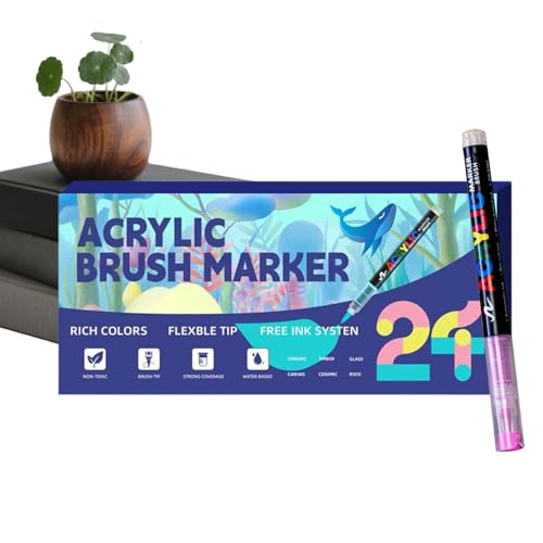 Lápices de pintura acrílica con punta de pincel, material escolar y multicolores, lápices de pintura acrílica, para adultos, escuela, oficina, regalos, decoración, manualidades