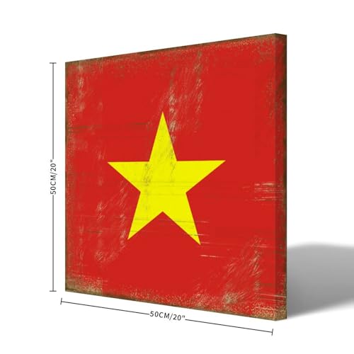 Lienzo vintage de la bandera de Vietnam de 50x50 cm, el regalo de inauguración de casa ideal 2