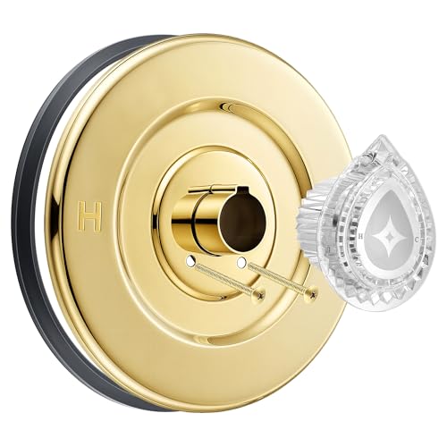 Enhon Tub and Shower Trim Kit, Shower Trim Compatible with Moen Chateau T470 Single Handle Tub/Shower Standard Valve, Escutcheon Screws Tube and Handle(Polished Brass, Knob)