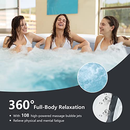 Goplus Inflatable Hot Tub Spa, 71Inch X 27Inch 4 Person Portable Hot Tub W/ 108 Massage Bubble Air Jets, Filter Cartridge, Pump, Tub Cover, Ground Sheet, Indoor & Outdoor Heated Tub (Gray) #TOP2
