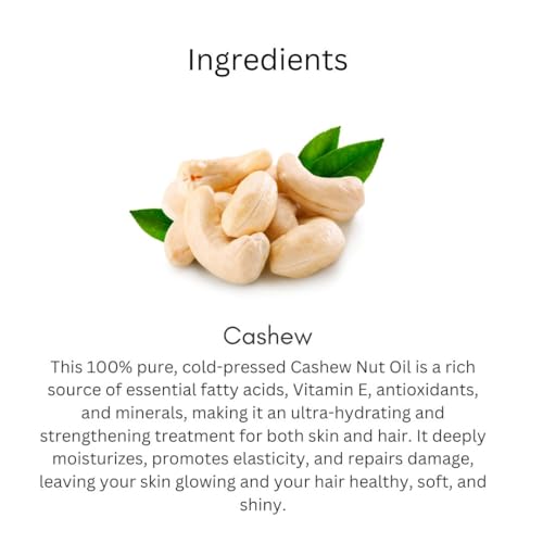 Image of Khadi Cashew Nut Oil For Skin & Hair 100ml | Cold Pressed Oil for Hair Growth & Nourishing Skin Care | Non Sticky, Paraben, Mineral Oil Free | For All Hair Types | Daily Use for Men & Women