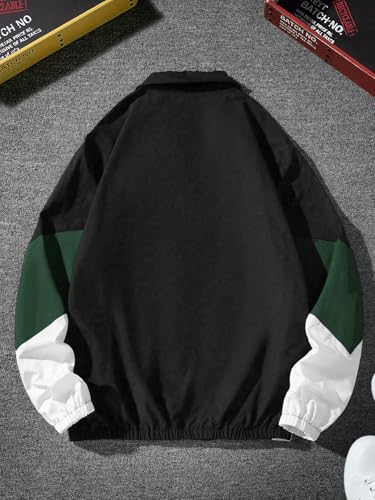 Image of SOLY HUX Men's Varsity Jacket Zipper Color Block Windbreaker Jackets Long Sleeve Coats Streetwear