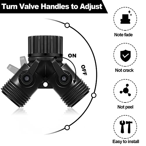 Mudder 6 Pack 3/4 Inch Garden Hose Y Connectors Plastic Hose Splitter With Faucet Watering Shut Off Valves For Landscaping, Gardening, Flower Planting, Irrigation (Black) #TOP2