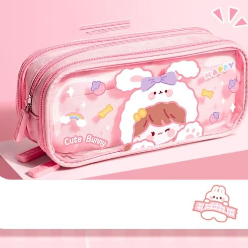 Image of Storio Pencil Box Pouch for School Kids Girls & Boys Aesthetic | Cute Stationary Compass Box Case Organiser Purple /Pink (Color as per Availability)