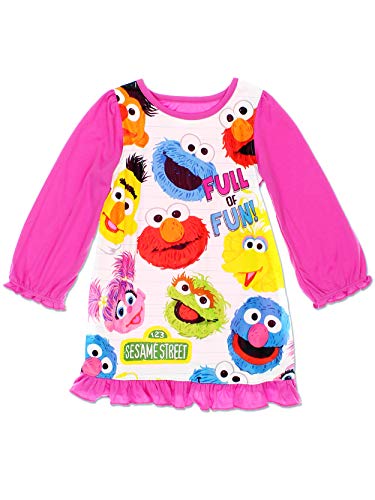 Sesame Street Toddler Girls Long Sleeve Nightgown Pajamas (3T, Pink/White) #TOP1