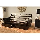 Kodiak Furniture Phoenix Queen Wood Futon Frame with Storage Drawers in Espresso