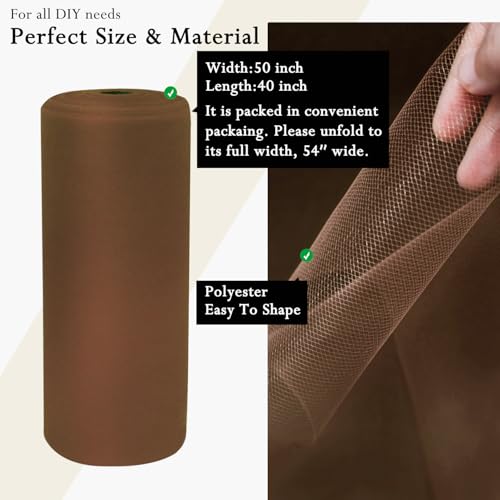 Image of Mocha Mousse Tulle Fabric Rolls 54 Inch by 40 Yards Tulle Bolt Spool for Wedding Decorations DIY Tutu Baby Shower Table Skirt Ceiling Decor Birthday Party Craft Supplies