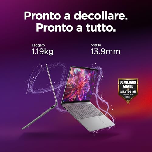 Lenovo Yoga Slim 7 Notebook Copilot+ Pc 14” Oled Wuxga (1920X1200), Intel Core Ultra 7 256V, Ram 16 Gb, 512 Gb Ssd, Grafica Intel Arc, Wifi 7, Windows 11 Home - Luna Grey "Tastiera Retroilluminata" - 6