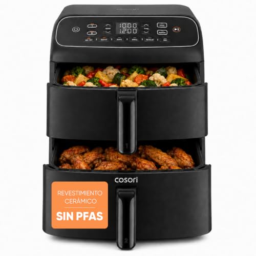 Cosori Freidora de Aire 8,6L Turbo Tower Compact, Doble Cesta Vertical