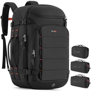 Tolaccea Mochila de viaje de 40 L, mochila para laptop con 3 cubos de embalaje, bolsa de lona aprobada para vuelo para hombres y mujeres, Negro, Mediana, Viajes, negocios, al aire libre, vacaciones