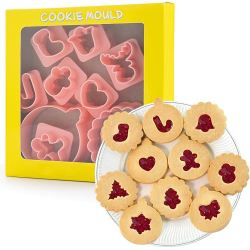 Kiiwah 10 Pezzi Formine Biscotti Natalizi 3D, Stampi Biscotti Natalizi Plastica Tagliabiscotti Natale per DIY Biscotti Biscotto Dolci Torta, Formine