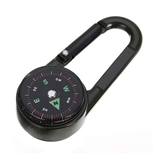 SIZIKJXGHWYI 1PC Compass Camping Climbing Hiking Mini Metal 3-in-1 Multifunctional Carabiner Compass Thermometer Snap Hook Keychain Compass Outdoor Climbing Survival Tools