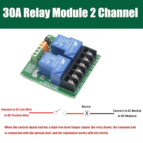 DIANN 2pcs 5V 30A 2-Channel Relay Module High Low Level Trigger with Optocoupler Isolation Load for PLC Automation Equipment Control Industrial Control