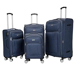 Set van 4 Bagage Lichtgewicht 4 Wiel Spinner Trolley Reistas Koffer Blauw, Blauw, 31″, 28″, 21″, 18″