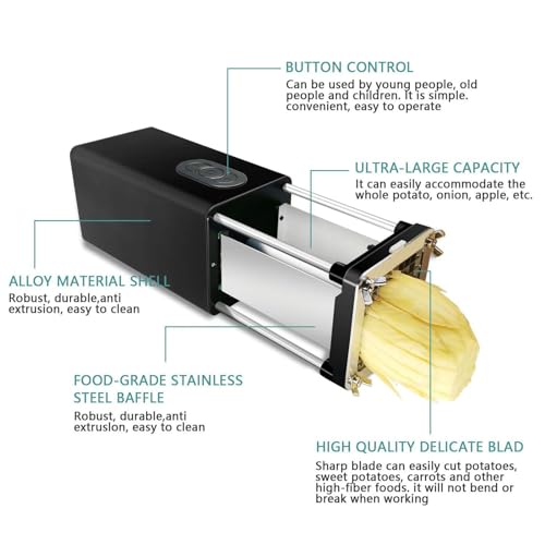 Tagliaverdure Elettrico, tagliapatate Elettrico in Acciaio Inox per Patate, Carote e cetrioli