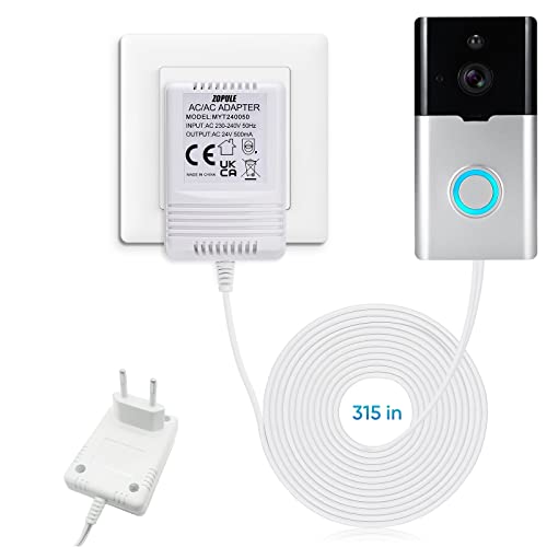 24 Volt 500mA Türklingeltransformator kompatibel mit Ring, Nest, Wyze Türklingel,C-Draht Adapter für Nest, Ecobee, Sensi, Thermostat 8M cable largo.