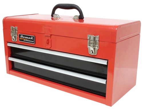Homak 2 Drawer Ball Bearing Toolbox Chest, Red, 20 Inches