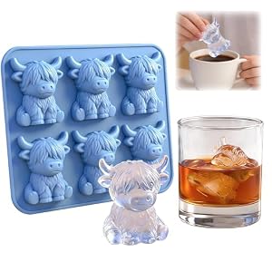 Mini Highland Cow Ice Cube Mold, 3D Silicone Ice Cube Tray, for Cocktails Beer Drinks Chocolate Candy Jelly