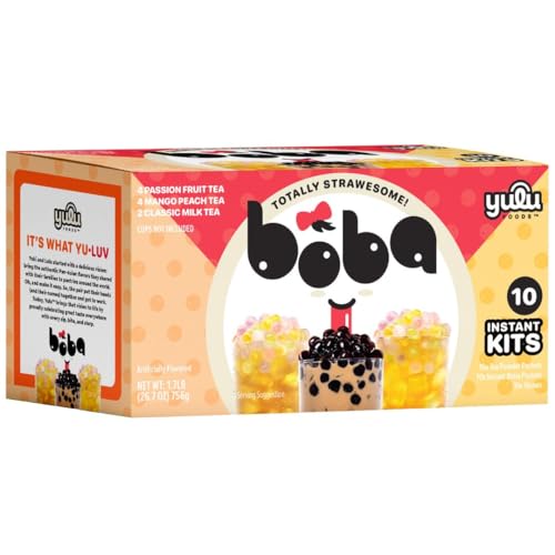 Boba Bundle Kit 10 Serv. Instant Bubble Pearl Variety Milk Tea Kit with Authentic Brown Sugar Tapioca Pearls...
